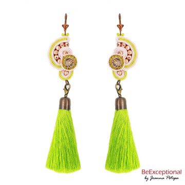 Hand embroidered earrings Evora with a tassel.