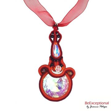 Soutache hand embroidered pendant Itamish